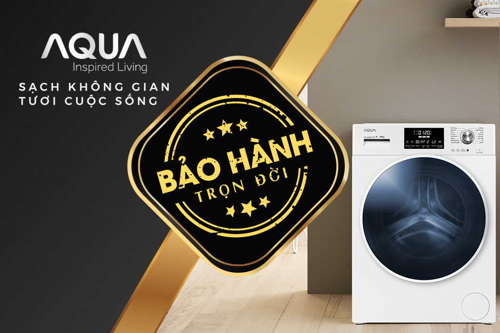 Chương trình BẢO HÀNH TRỌN ĐỜI khi mua Máy Giặt Lồng ngang AQUA